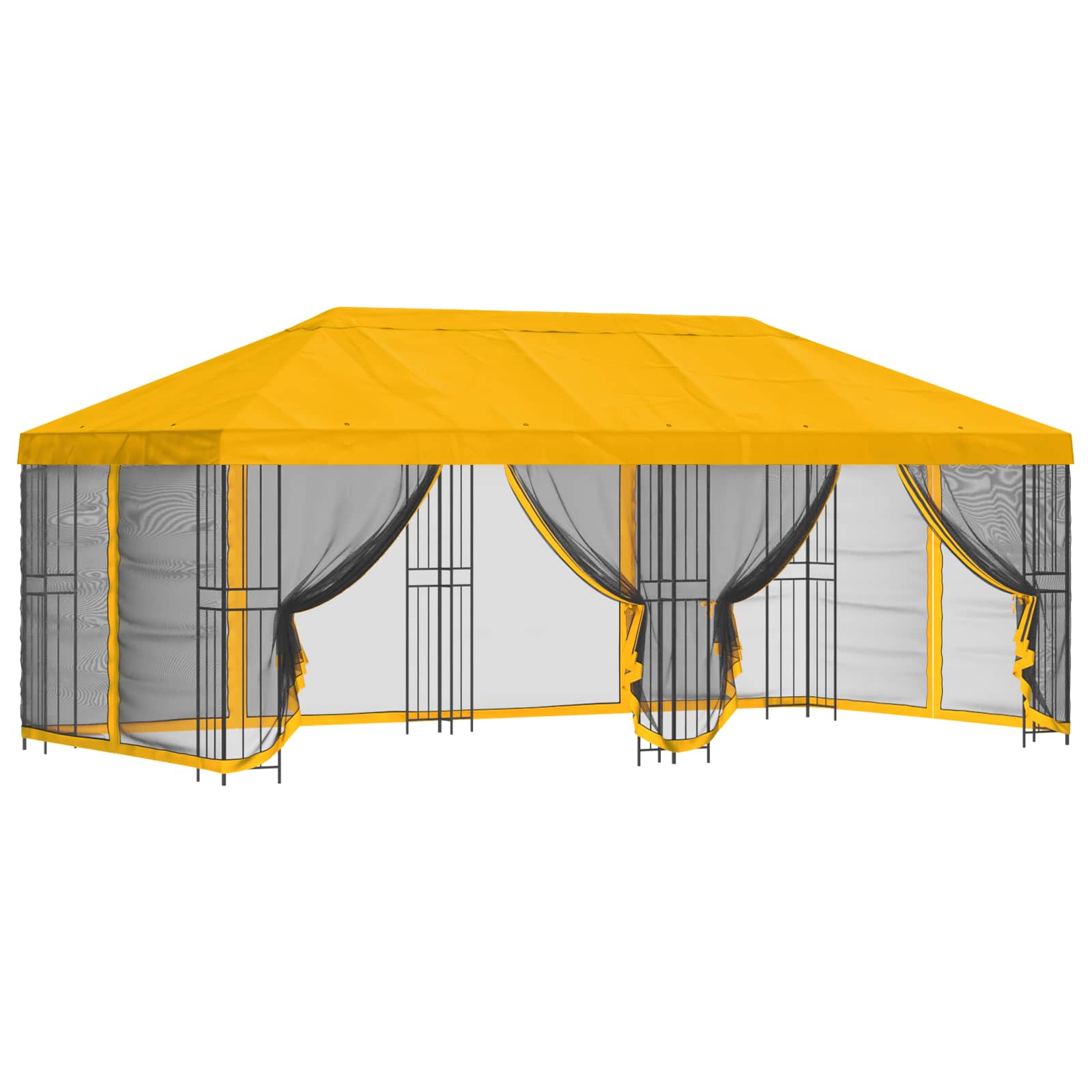 Gazebo con pareti laterali 6 x 3 m Giallo Poliestere e Acciaio | homemem39