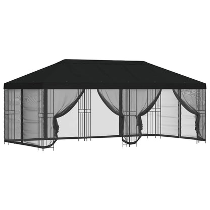Gazebo con pareti laterali 6 x 3 m Nero Poliestere e Acciaio | homemem39