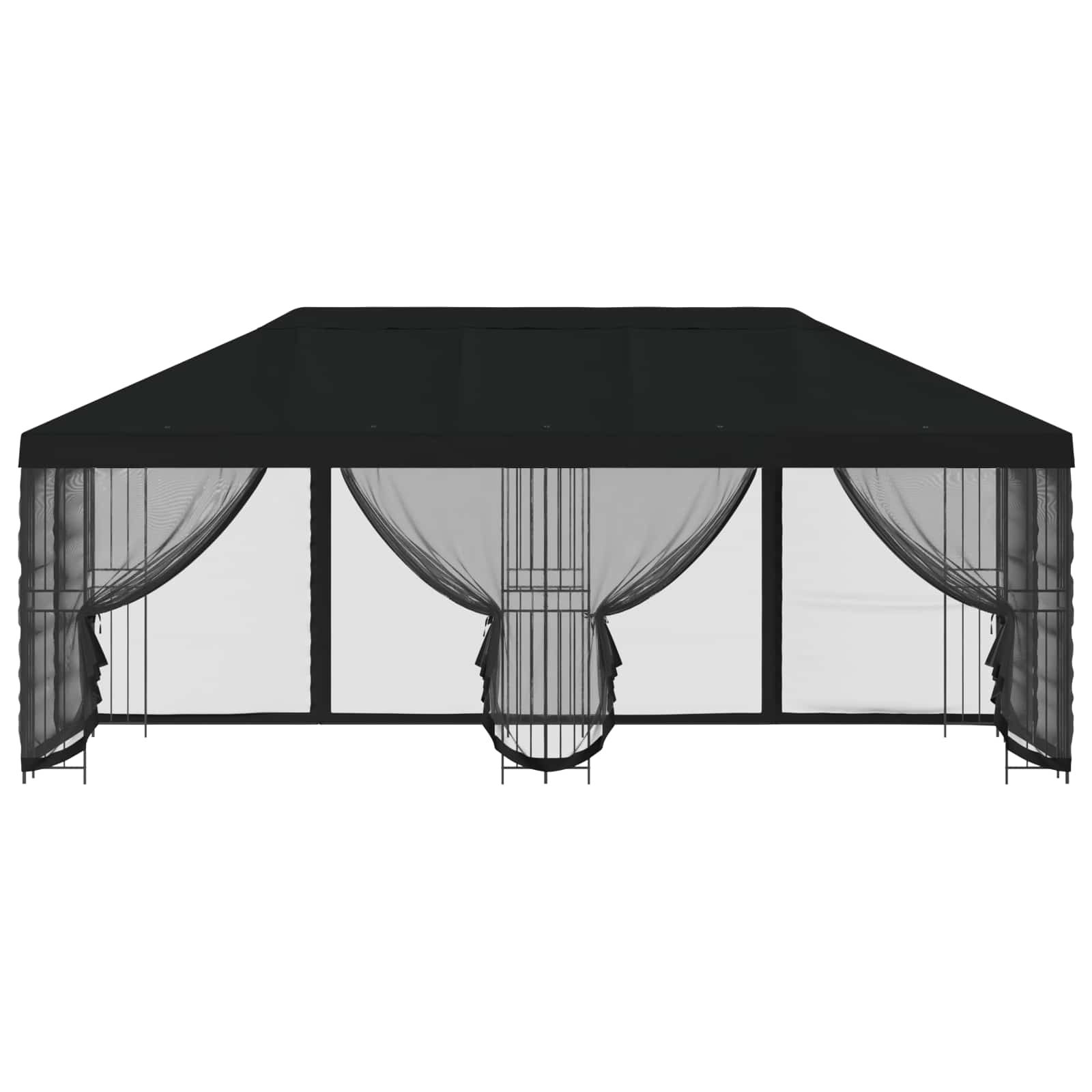 Gazebo con pareti laterali 6 x 3 m Nero Poliestere e Acciaio | homemem39