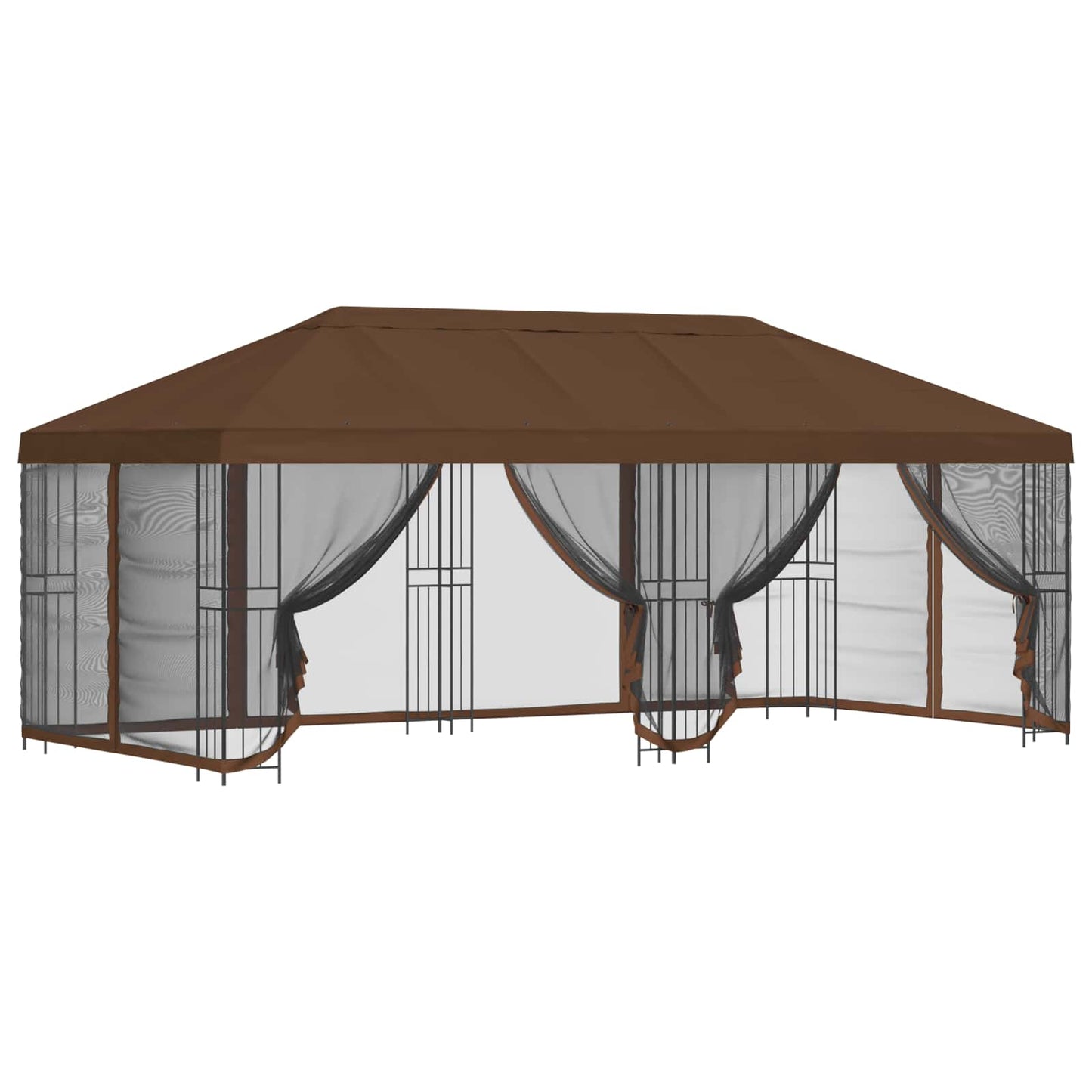 Gazebo con pareti laterali 6 x 3 m Marrone Poliestere e Acciaio | homemem39