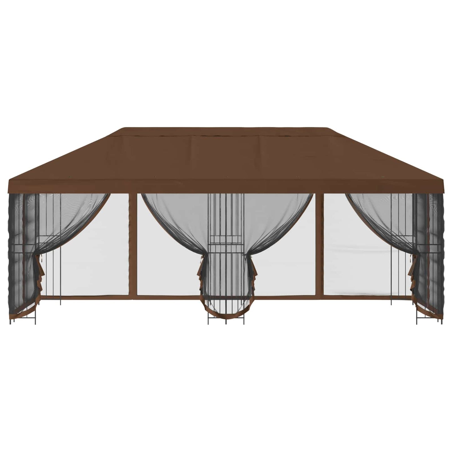 Gazebo con pareti laterali 6 x 3 m Marrone Poliestere e Acciaio | homemem39