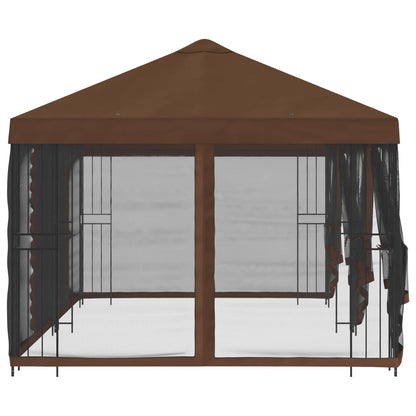 Gazebo con pareti laterali 6 x 3 m Marrone Poliestere e Acciaio | homemem39