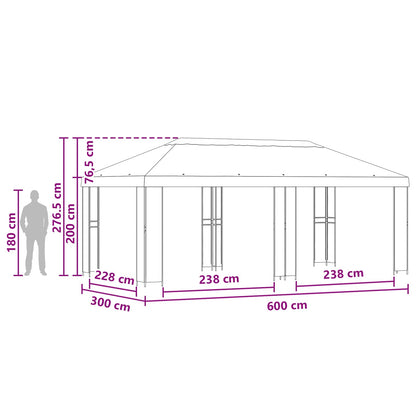 Gazebo da giardino 6 x 3 m Crema Poliestere e Acciaio 190