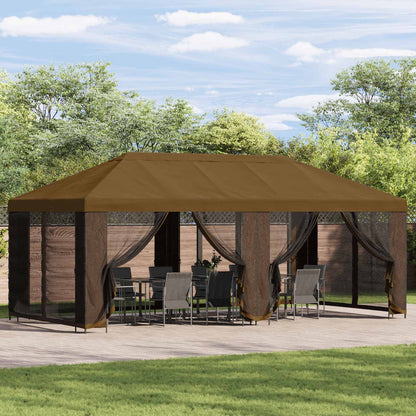 Gazebo da giardino 6 x 3 m Tortora Poliestere e Acciaio 190 | homemem39