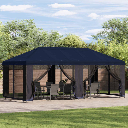 Gazebo da giardino 6 x 3 m Blu Poliestere e Acciaio 190