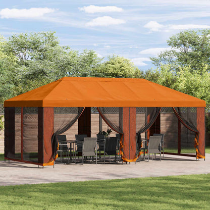 Gazebo da giardino 6 x 3 m Arancione Poliestere e Acciaio 190