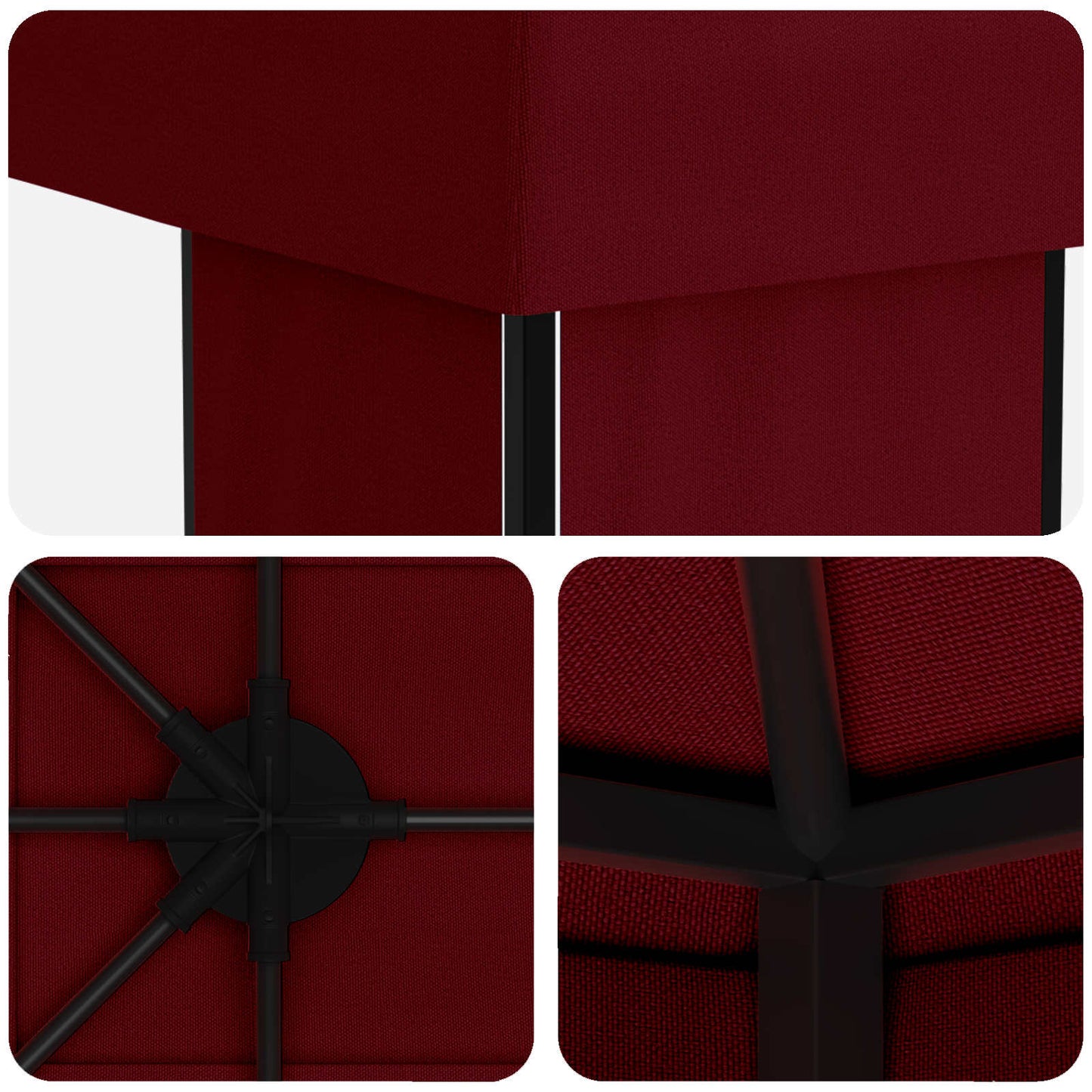 Gazebo da giardino 6 x 3 m Borgogna Poliestere e Acciaio 190