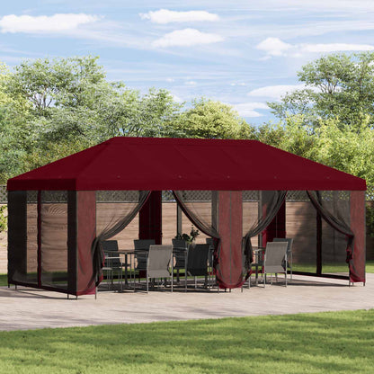 Gazebo da giardino 6 x 3 m Borgogna Poliestere e Acciaio 190