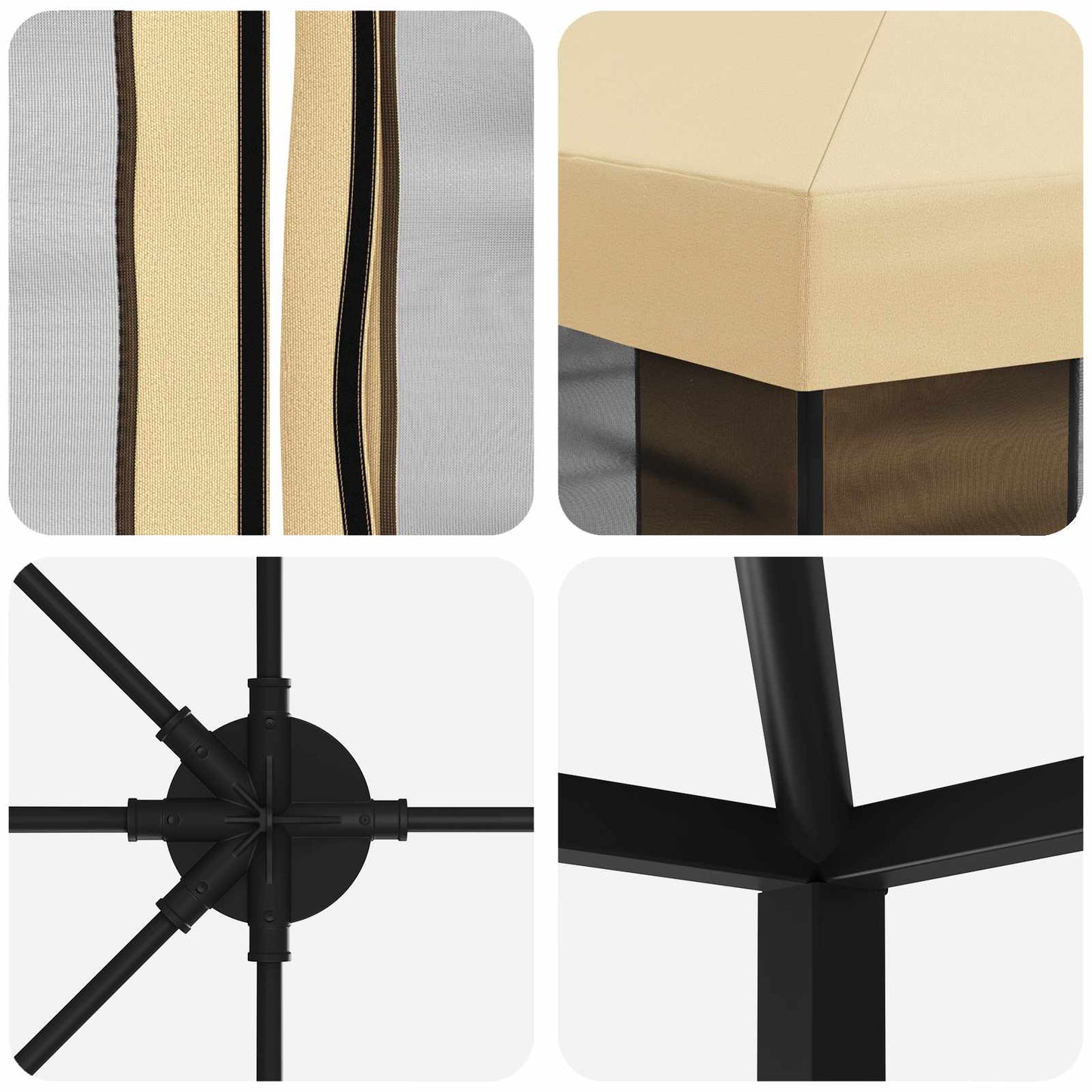 Gazebo con pareti laterali 6 x 3 m Crema Poliestere e Acciaio