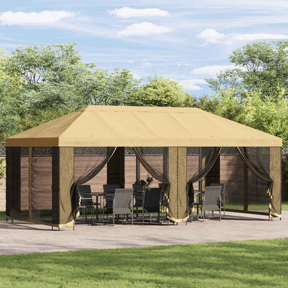 Gazebo con pareti laterali 6 x 3 m Crema Poliestere e Acciaio
