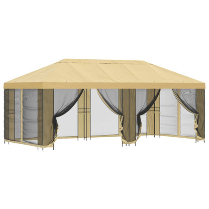 Gazebo con pareti laterali 6 x 3 m Crema Poliestere e Acciaio