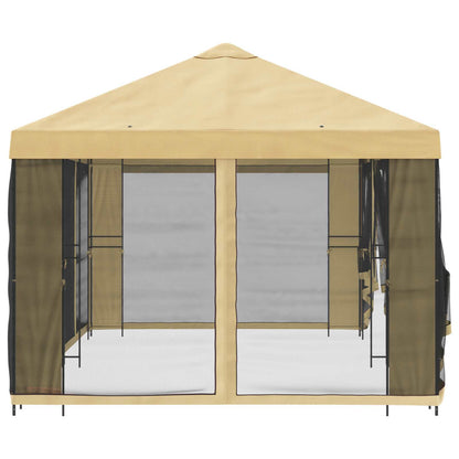 Gazebo con pareti laterali 6 x 3 m Crema Poliestere e Acciaio