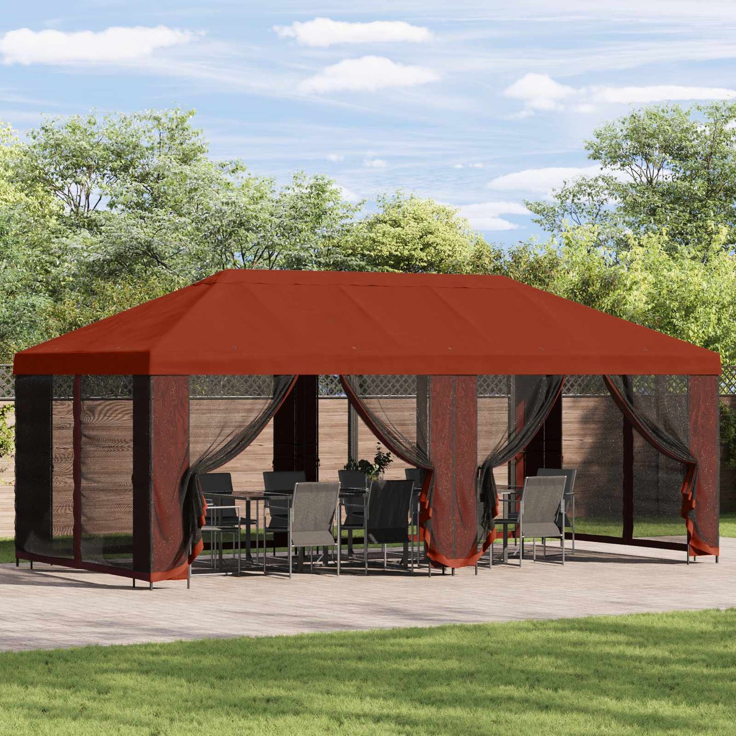 Gazebo con pareti laterali 6 x 3 m Terracotta | homemem39