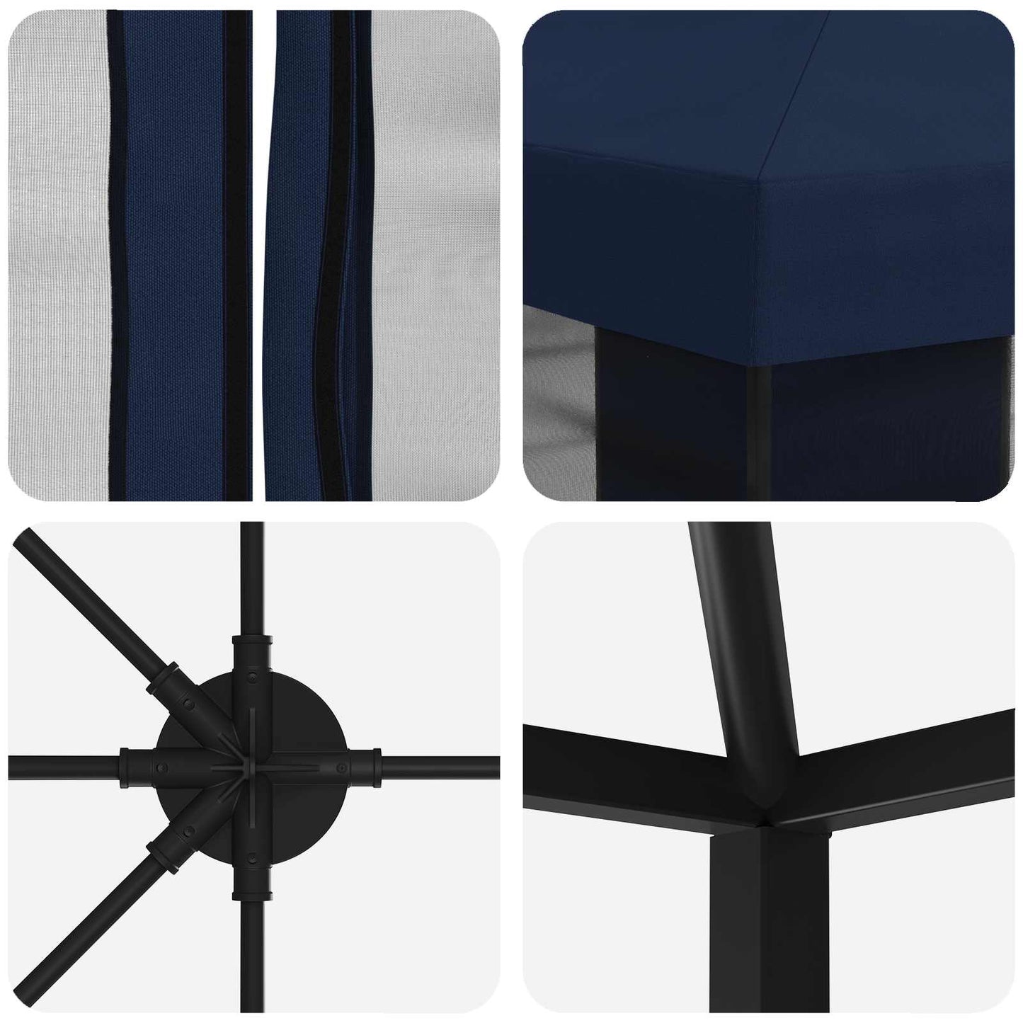 Gazebo con pareti laterali 6 x 3 m Blu Poliestere e Acciaio 190 | homemem39
