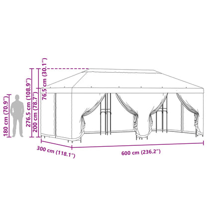Gazebo con pareti laterali 6 x 3 m Blu Poliestere e Acciaio 190 | homemem39