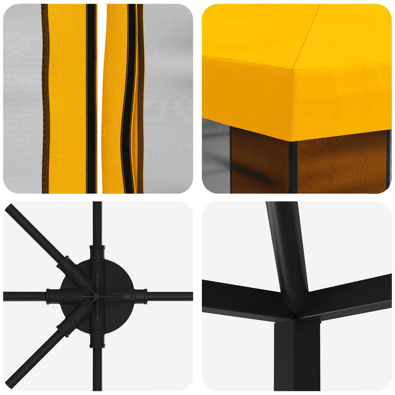 Gazebo con pareti laterali 6 x 3 m Giallo Poliestere e Acciaio | homemem39