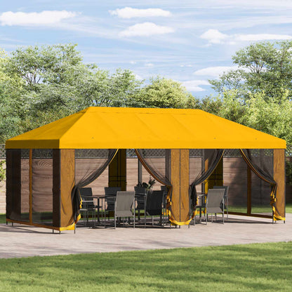 Gazebo con pareti laterali 6 x 3 m Giallo Poliestere e Acciaio | homemem39