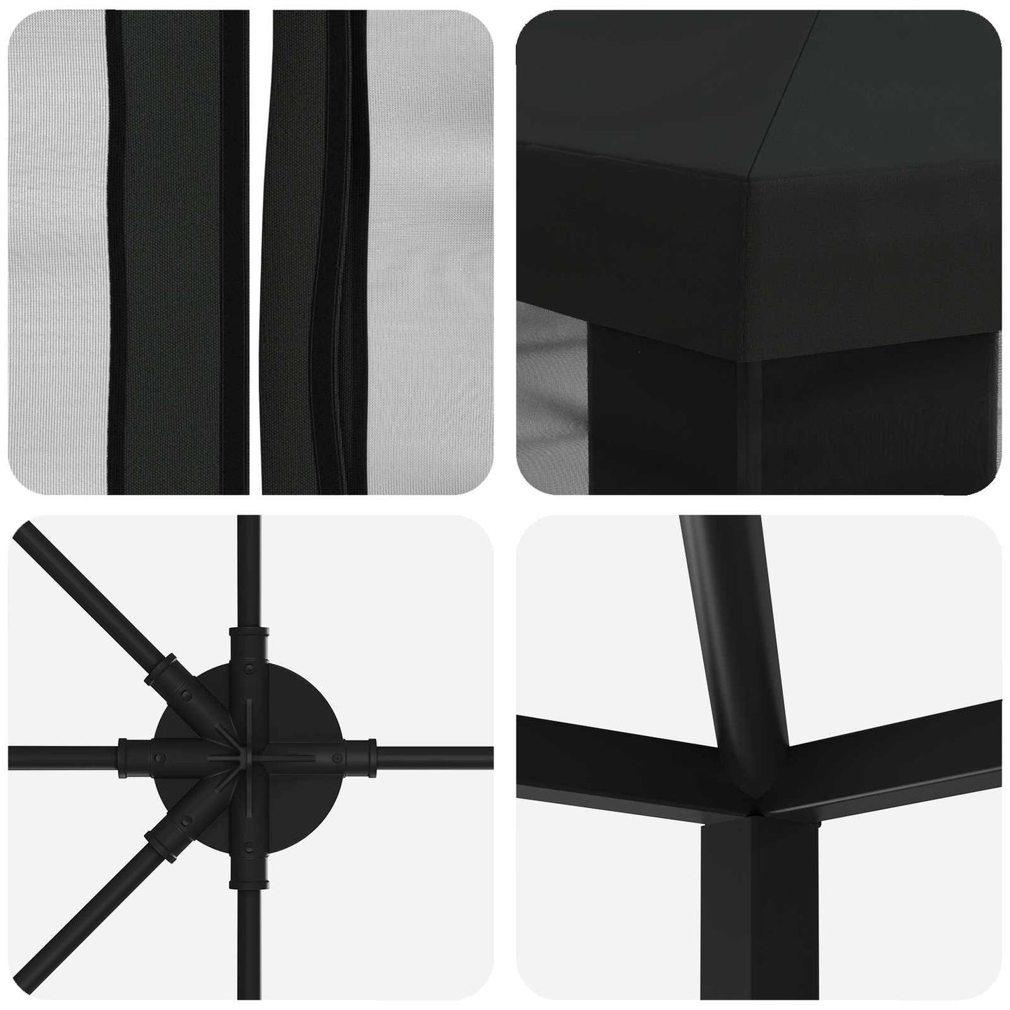 Gazebo con pareti laterali 6 x 3 m Nero Poliestere e Acciaio | homemem39