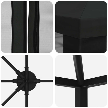 Gazebo con pareti laterali 6 x 3 m Nero Poliestere e Acciaio | homemem39