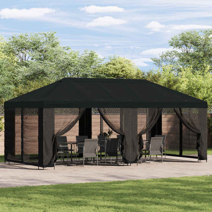 Gazebo con pareti laterali 6 x 3 m Nero Poliestere e Acciaio | homemem39