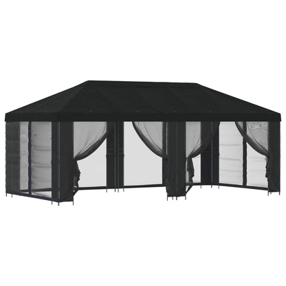 Gazebo con pareti laterali 6 x 3 m Nero Poliestere e Acciaio | homemem39