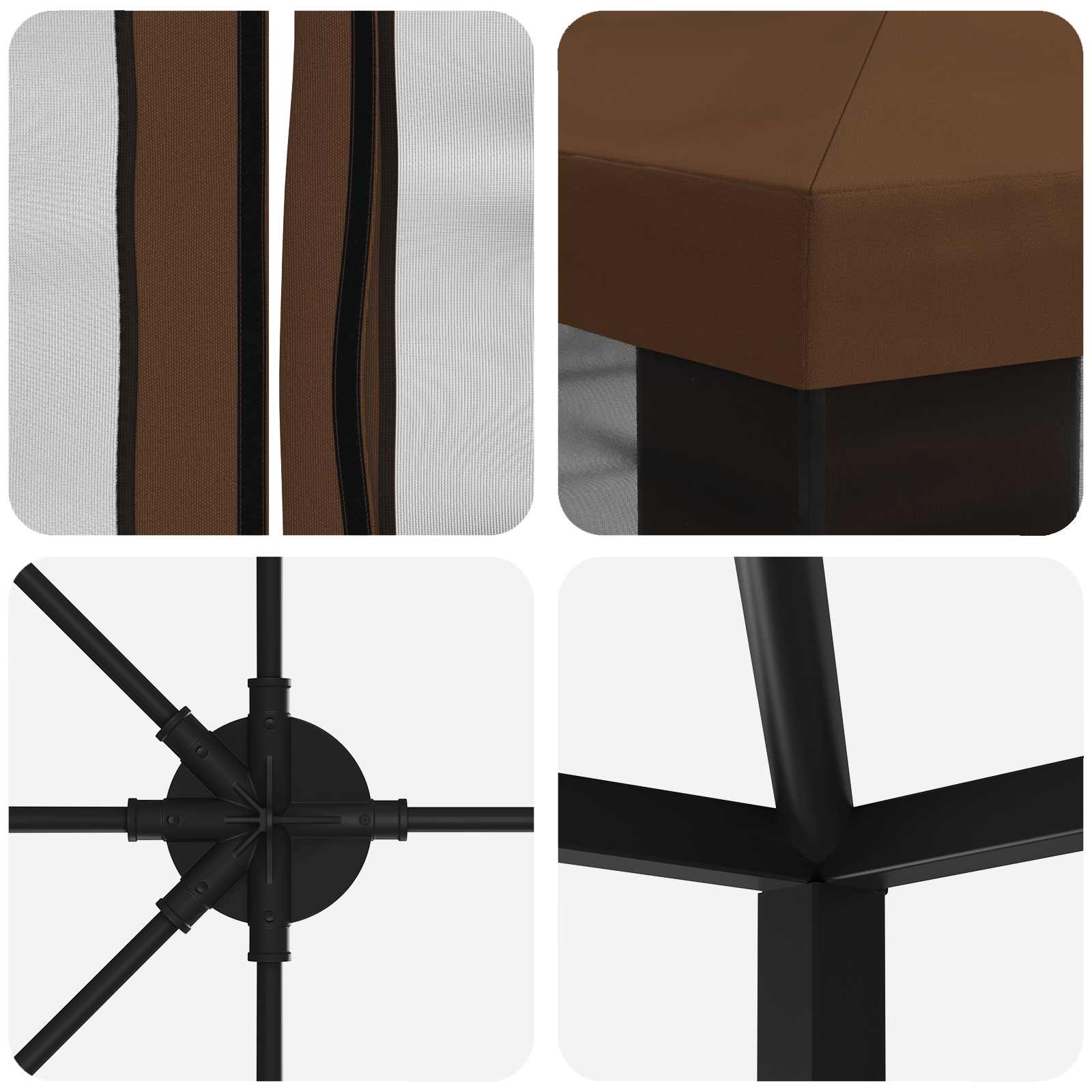 Gazebo con pareti laterali 6 x 3 m Marrone Poliestere e Acciaio | homemem39