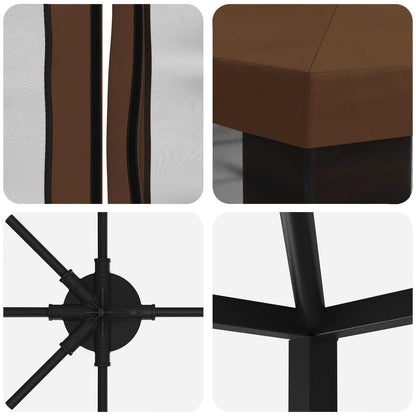 Gazebo con pareti laterali 6 x 3 m Marrone Poliestere e Acciaio | homemem39