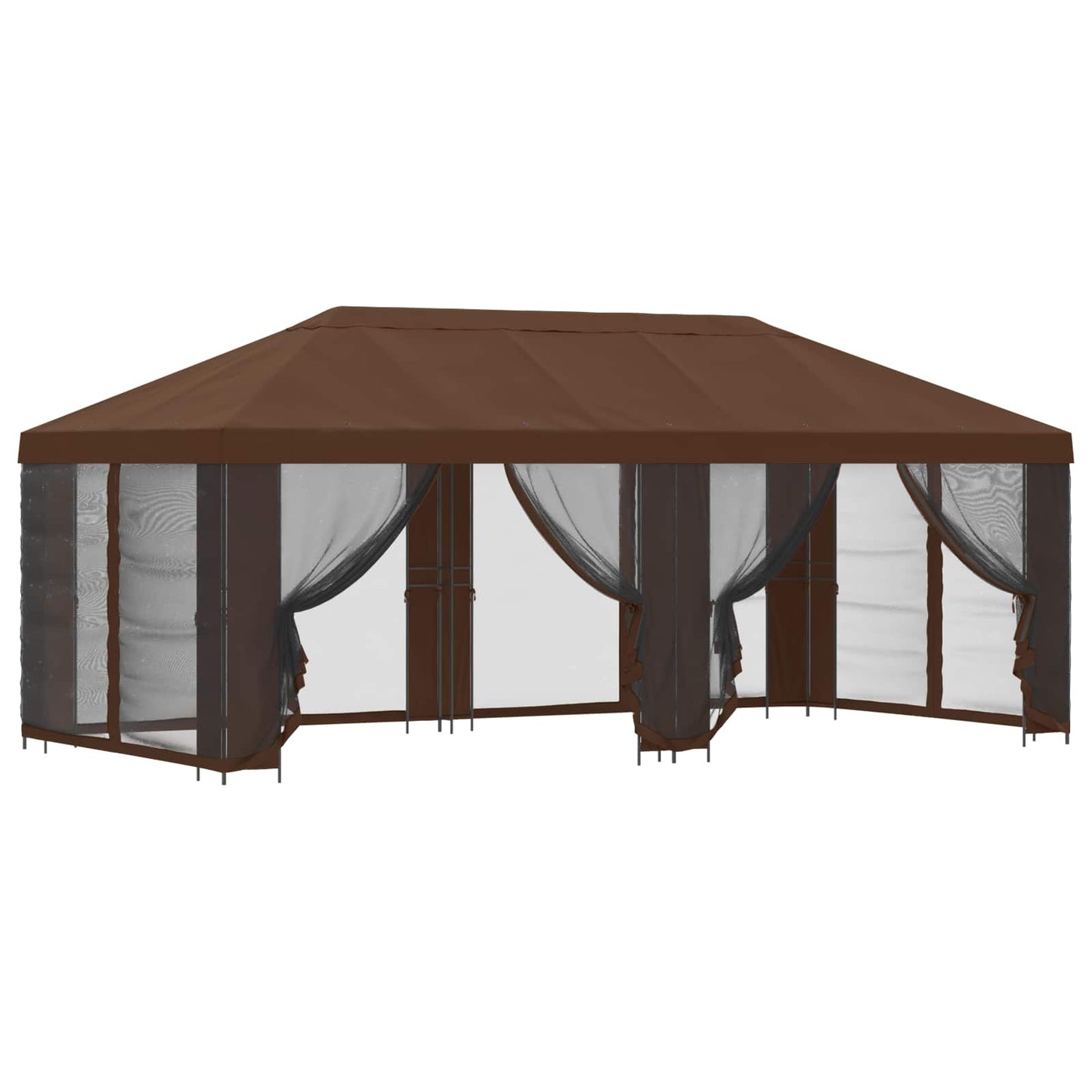 Gazebo con pareti laterali 6 x 3 m Marrone Poliestere e Acciaio | homemem39