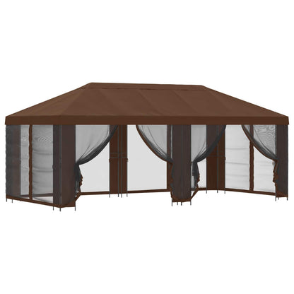Gazebo con pareti laterali 6 x 3 m Marrone Poliestere e Acciaio | homemem39