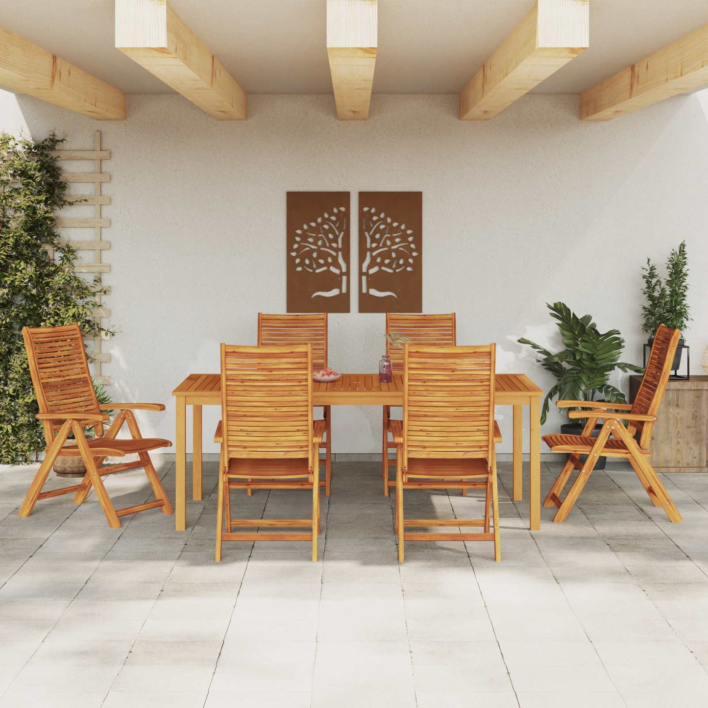 Set da Pranzo per Giardino 7 pcs Marrone | homemem39