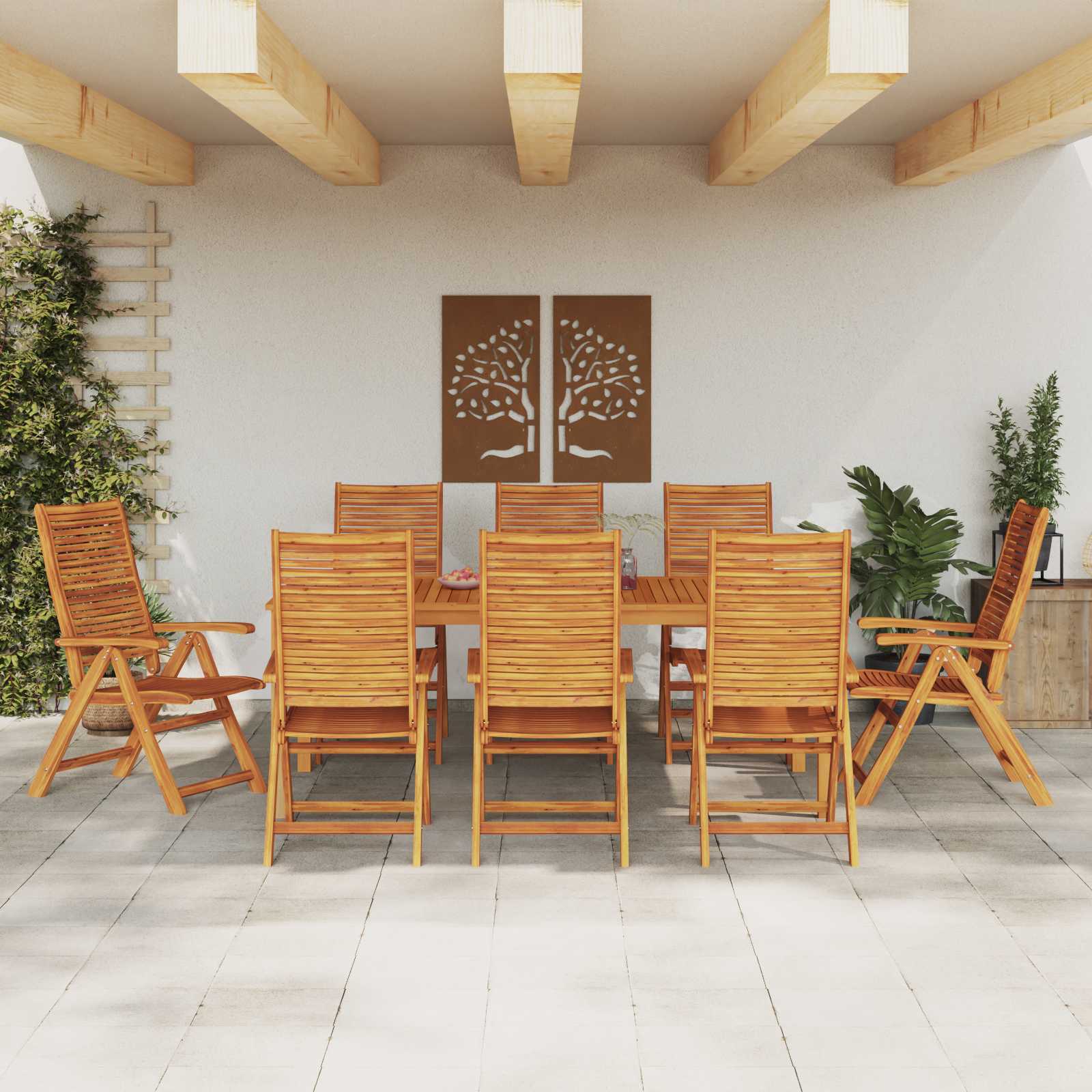 Set da Pranzo per Giardino 9 pcs Marrone | homemem39