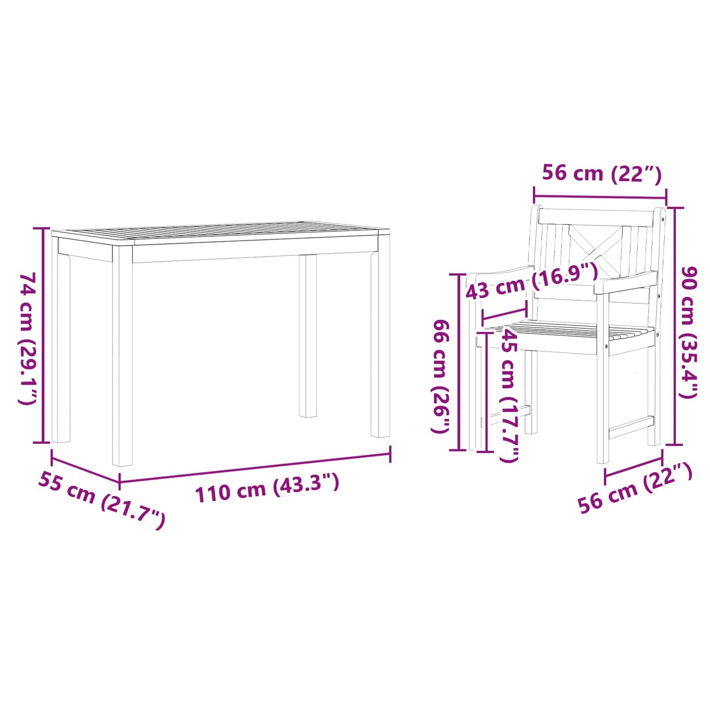 Set da Pranzo per Giardino 3 pcs Marrone | homemem39