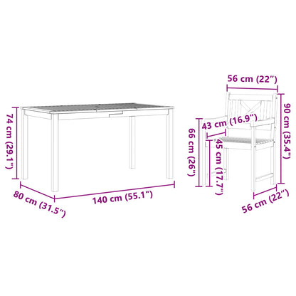 Set da Pranzo per Giardino 5 pcs Marrone | homemem39