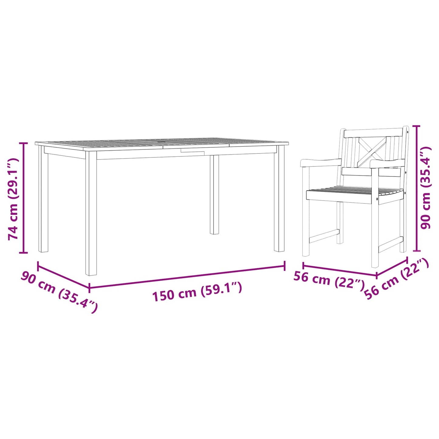 Set da Pranzo per Giardino 5 pcs Marrone | homemem39