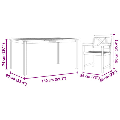 Set da Pranzo per Giardino 5 pcs Marrone | homemem39