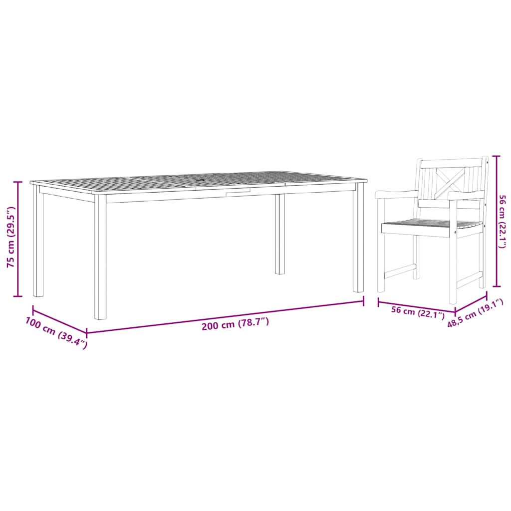 Set da Pranzo per Giardino 7 pcs Marrone - homemem39