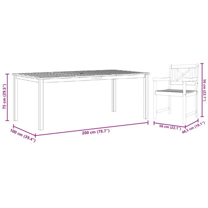 Set da Pranzo per Giardino 7 pcs Marrone - homemem39
