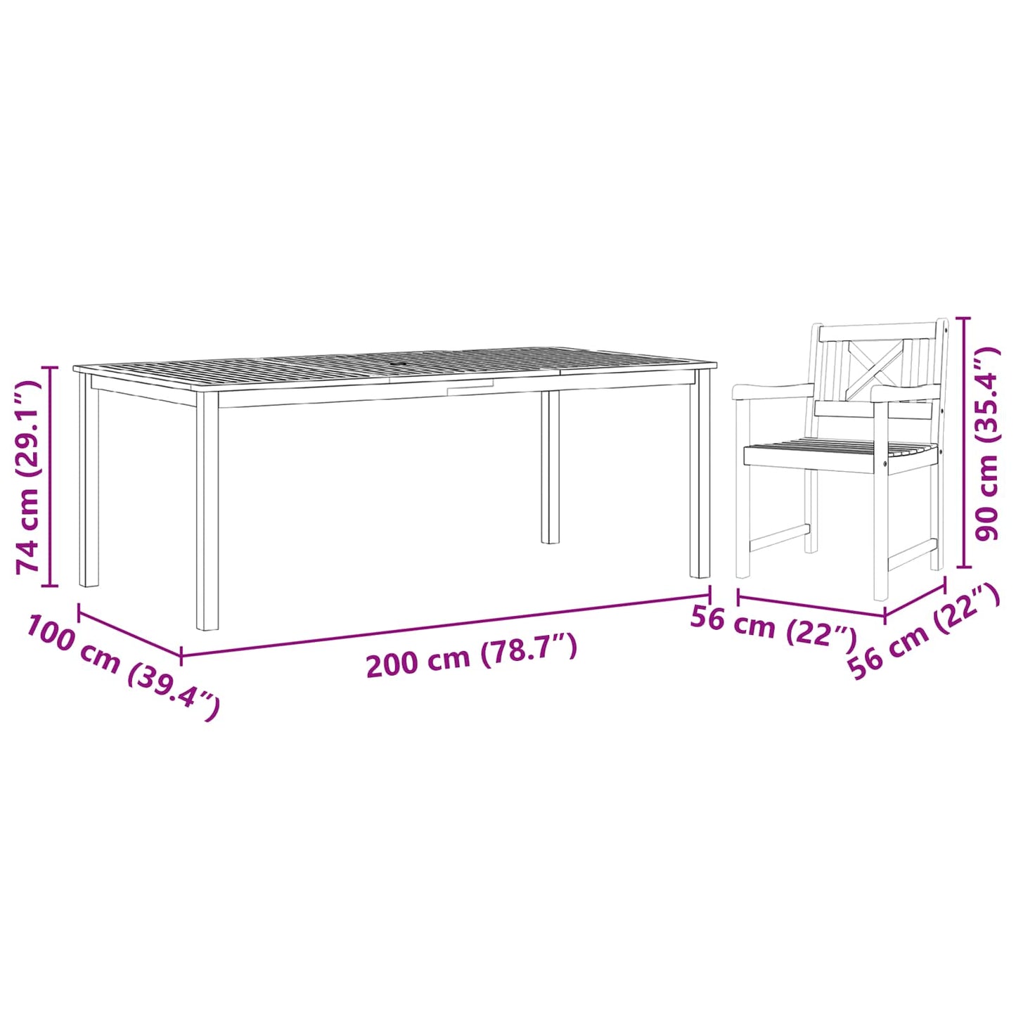 Set da Pranzo per Giardino 7 pcs Marrone | homemem39