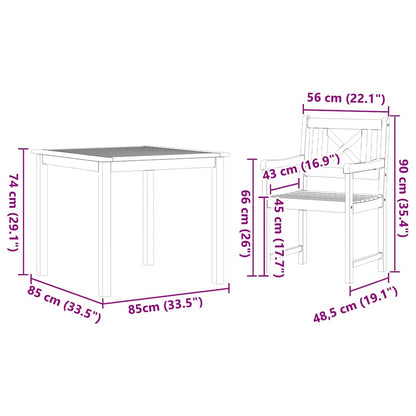 Set da Pranzo per Giardino 3 pcs Marrone - homemem39
