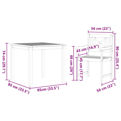 Set da Pranzo per Giardino 3 pcs Marrone | homemem39