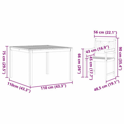 Set da Pranzo per Giardino 3 pcs Marrone - homemem39