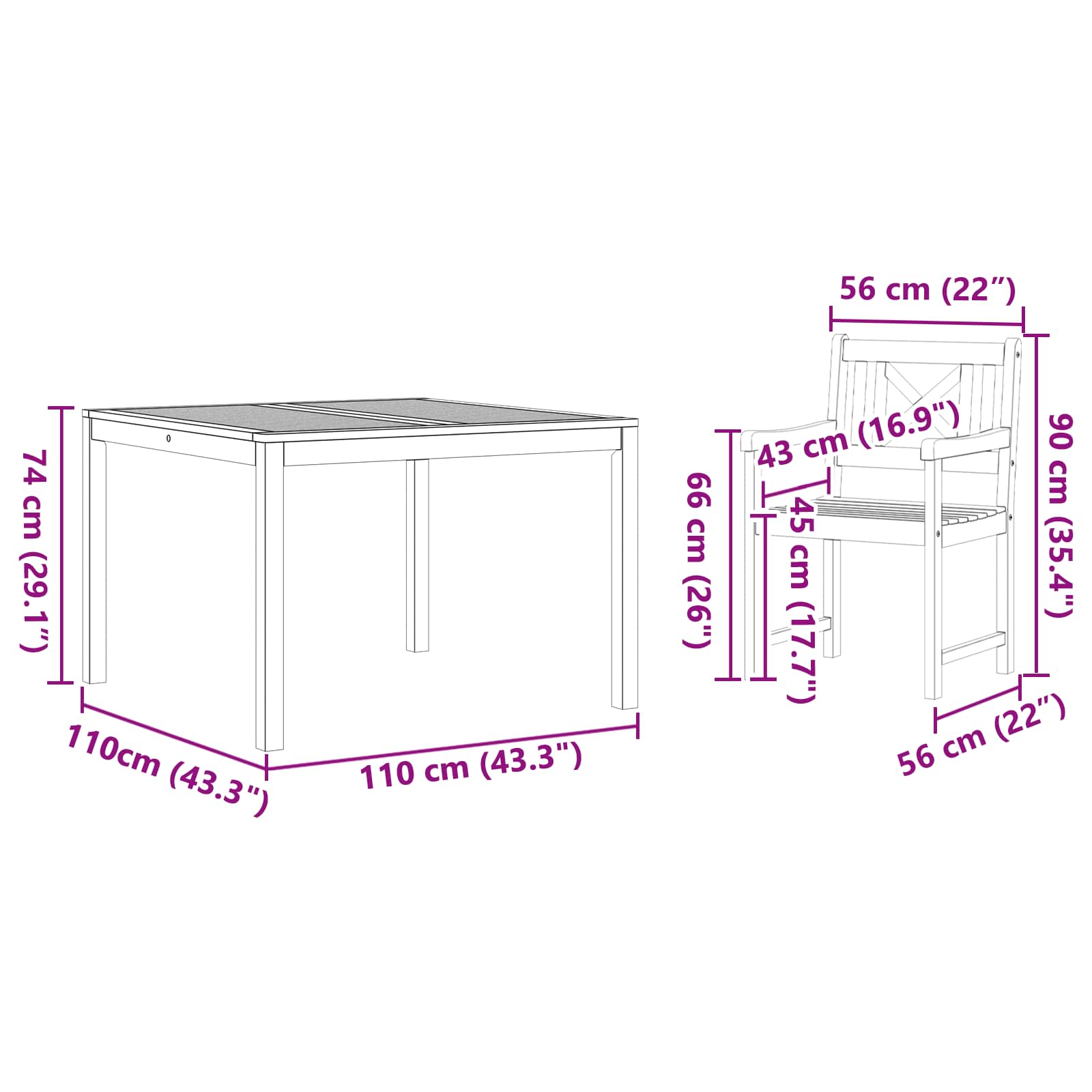 Set da Pranzo per Giardino 5 pcs Marrone | homemem39