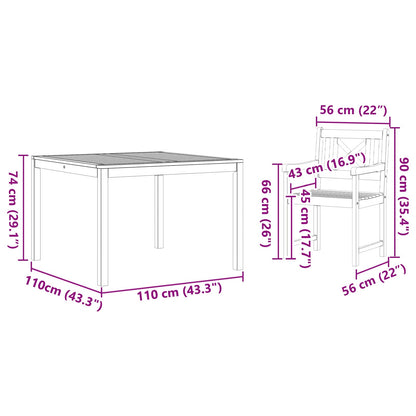 Set da Pranzo per Giardino 5 pcs Marrone | homemem39