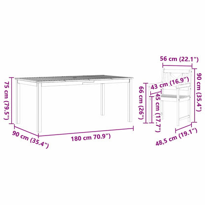Set da Pranzo per Giardino 9 pcs Marrone
