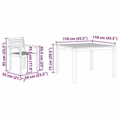 Set da Pranzo per Giardino 3 pcs Marrone - homemem39