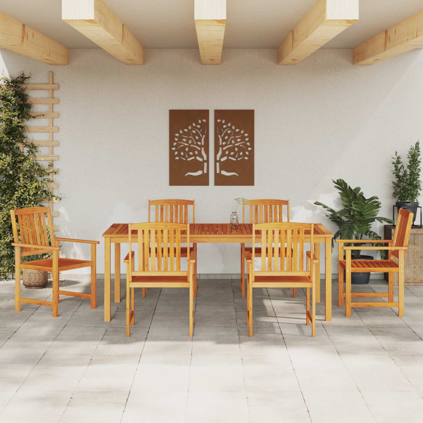 Set da Pranzo per Giardino 7 pz Marrone | homemem39