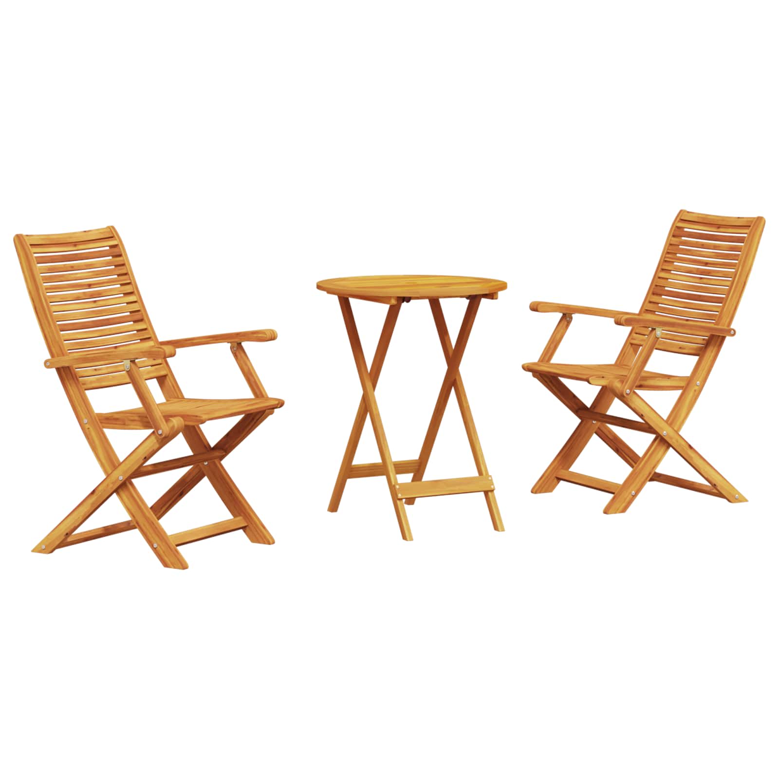 Set Bistro Pieghevole 3 pcs Marrone Legno di Acacia Massello | homemem39