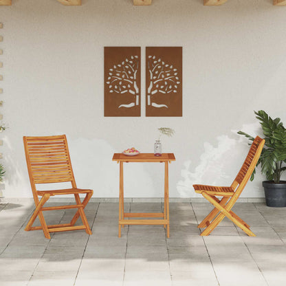 Set Bistro Pieghevole 3 pcs Marrone Legno di Acacia Massello | homemem39