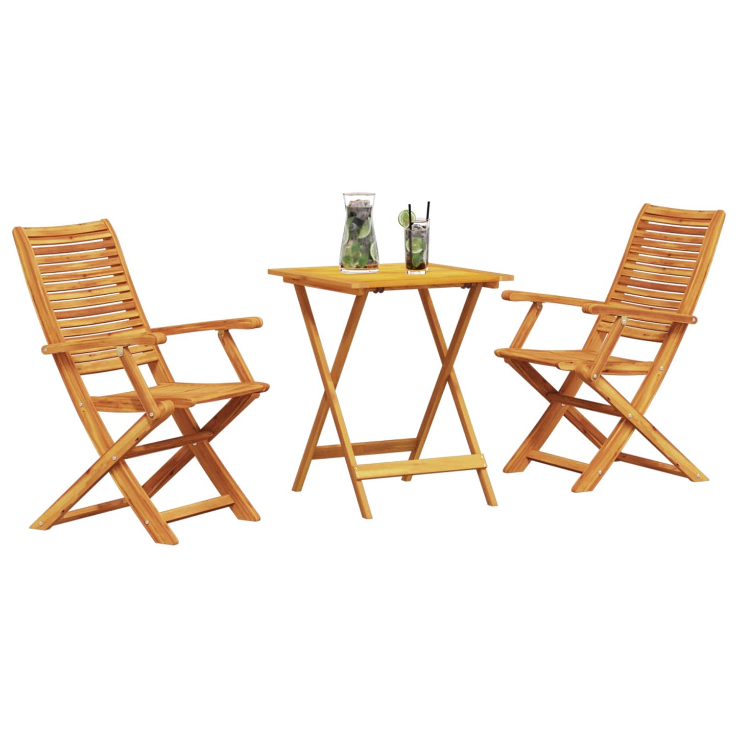Set Bistro Pieghevole 3 pcs Marrone Legno di Acacia Massello | homemem39