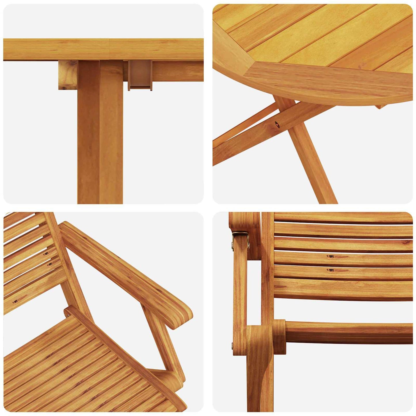 Set Bistro Pieghevole 3 pcs Marrone Legno di Acacia Massello | homemem39